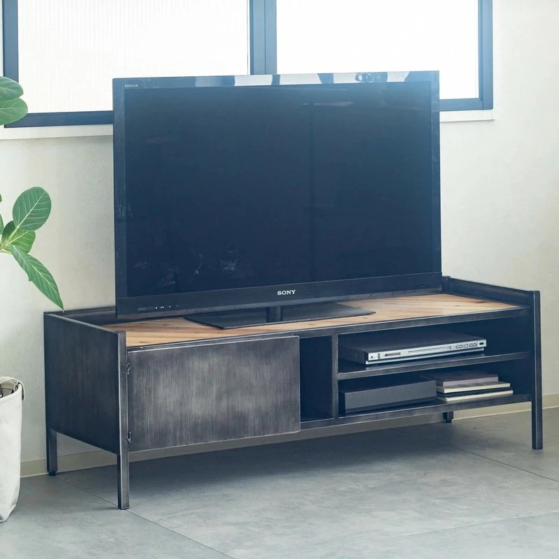 テレビ台 ローボード ラック 棚 おしゃれ インダストリアル ヴィンテージ アイアン 天然木 完成品 幅120cm