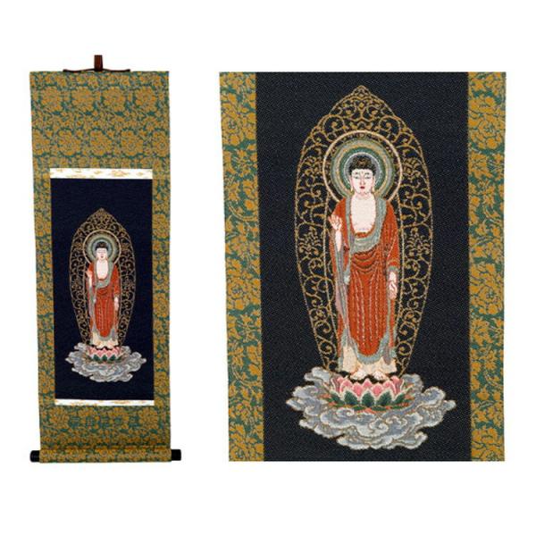 絵画織 ミニ掛け軸 守り本尊 阿弥陀如来 戌・亥 仏教 中国 道教 十王信仰 日本 平安末期 末法思想 江戸時代 十三仏信仰 十三参り 十三仏 十二支 守護仏 干支