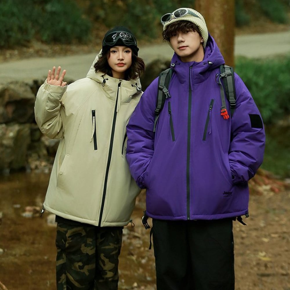JEEP SPIRIT 男女共用フード風防パディング登山アウトドアジャケット JPHJ04A1018