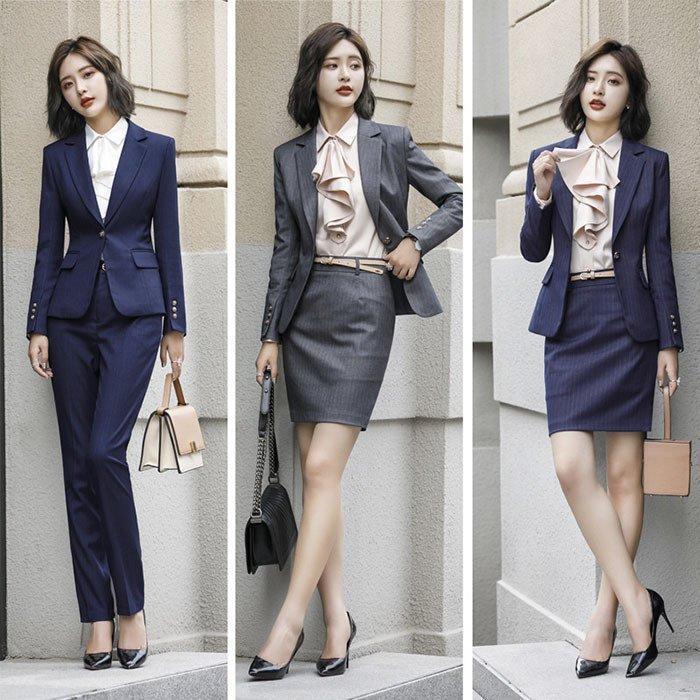 スーツ　女性　スーツ+長袖シャツ＋ベスト+スカート/長パンツ　３色　 おしゃれ　 セレモニー ４点セット 着痩せ レディース 20代30代40代50代