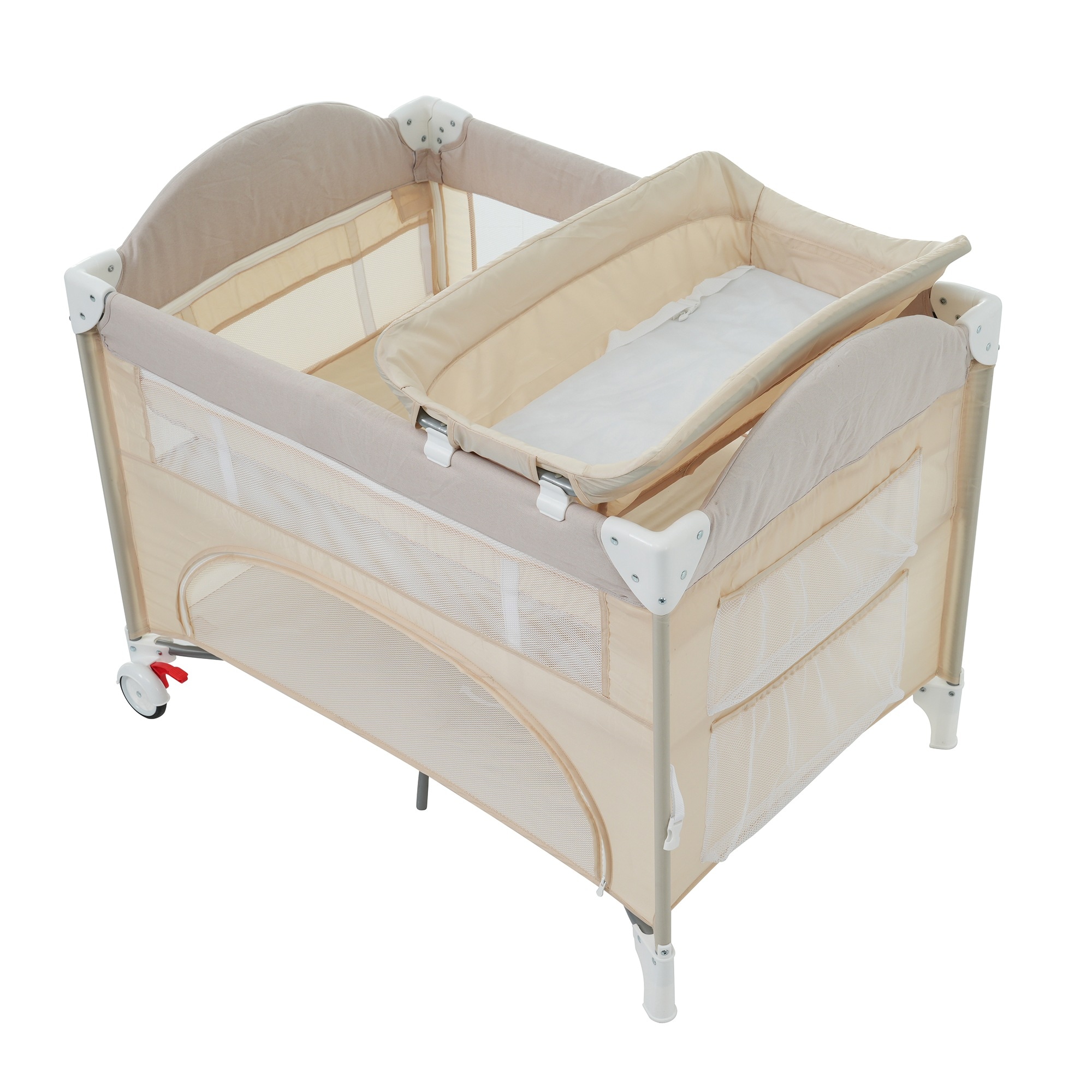 【国内発送】88プレイヤード　折りたたみ ベビーサークル おむつ替えテーブル付 お昼寝マット　キャリーバッグ付 マットレス付　プレゼント　お誕生日　お祝い【ベージュ】