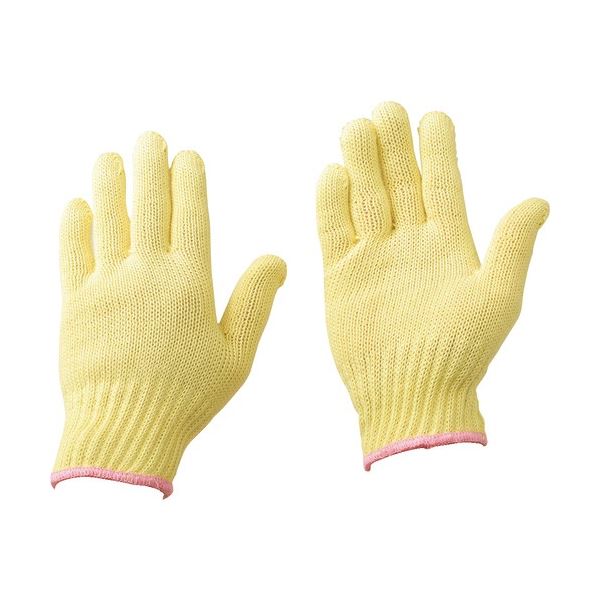 （まとめ）赤尾 ケブラー編手袋 7G-S イエロー/桃 AKV7G-S 1双 [x3セット]