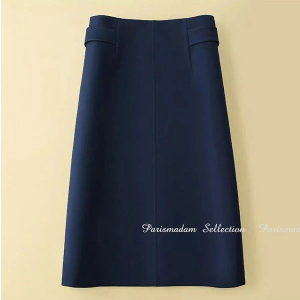まとめ買い得上質素材　ネイビータイトスカート　ビジネススカート　ひざ丈　紺色　後ろスリット　ほっそり効果大通勤通学20代30代40代50代60代