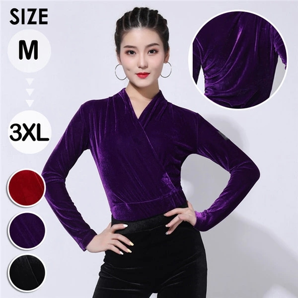 社交ダンス トップス 女性 衣装 社交ダンス衣装 長袖 ワインレッド ブラック パープル 上着 競技着 モダン ラテン レディース 社交 練習着 ワルツ チャチャチャ ステージ 演出着 【M/L/XL