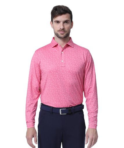 [フットジョイ] ゴルフシャツ MODERN CLASSIC スケッチフラワープリント長袖シャツ FJ-F23-S03 メンズ ローズ M