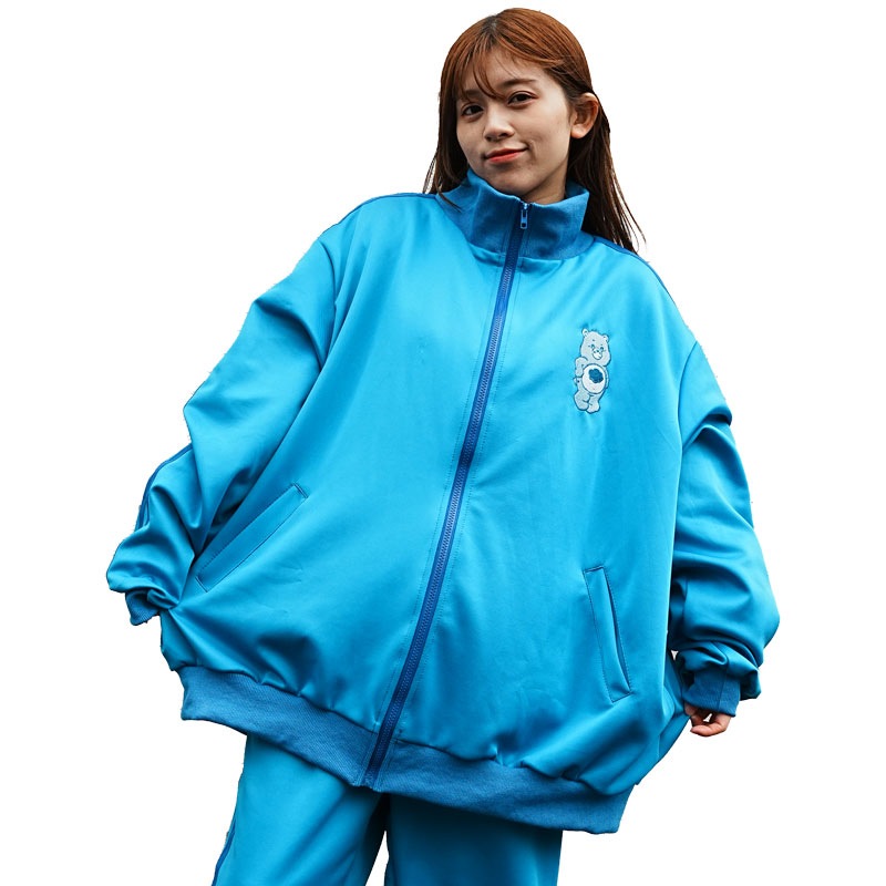 ケアベア ジャケット ブルー ブルゾン ジャージ 長袖 原宿 原宿系 ファッション ケアベア コラボ デコラ ポップ 推し活