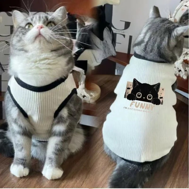 春と夏用の猫と犬の服ペットの猫の銀色の青い猫の抜け毛防止通気性かわいいクールなアイスシルクベスト
