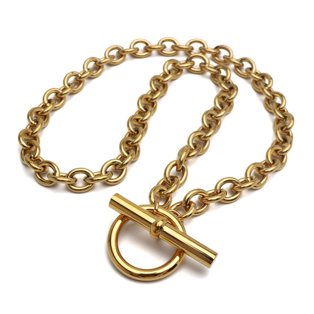 ステンレス 程よいサイズ感の小豆チェーンを採用したマンテルネックレス4サイズ [n1202-g-8mm]