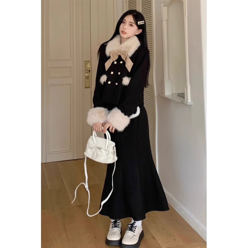 2024冬コーデ お嬢様スーツ一式レディース秋冬ツーピーススカート