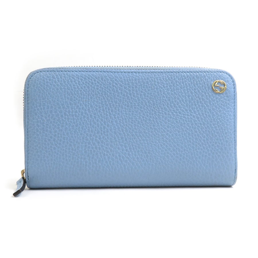 グッチ GUCCI ラウンドファスナー長財布 レザー ライトブルー ユニセックス 449347 h31502g