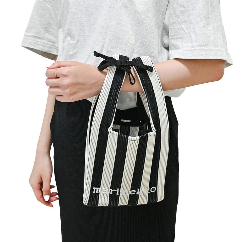トートバッグ ハンドバッグ KNITTED MINI MERIROSVO メリロスヴォ ブラック オフホワイト 94144 094144 919 北欧雑貨 北欧デザイン