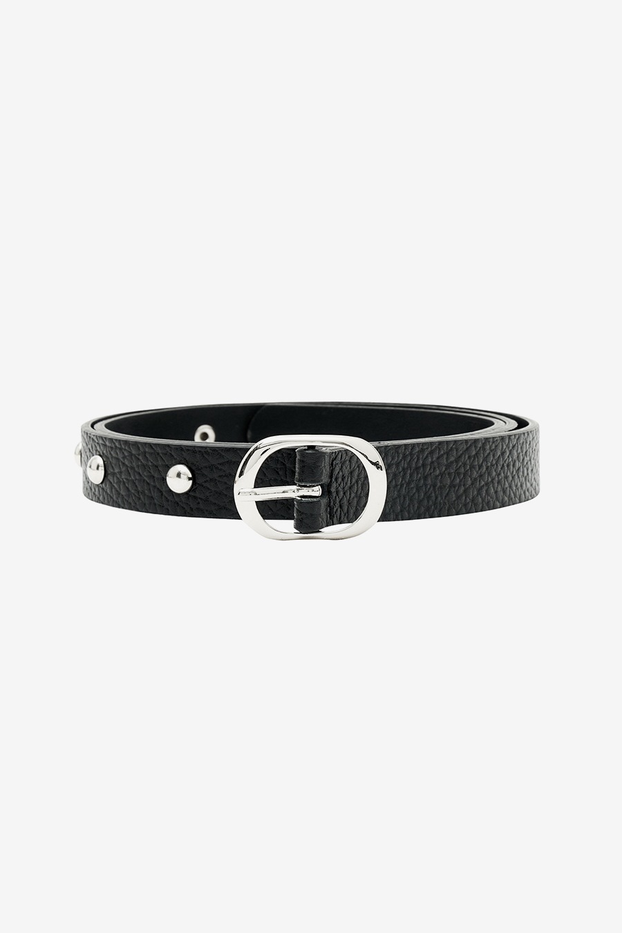 【INSILENCE】 SKINNY STUDDED LEATHER BELT : BLACK