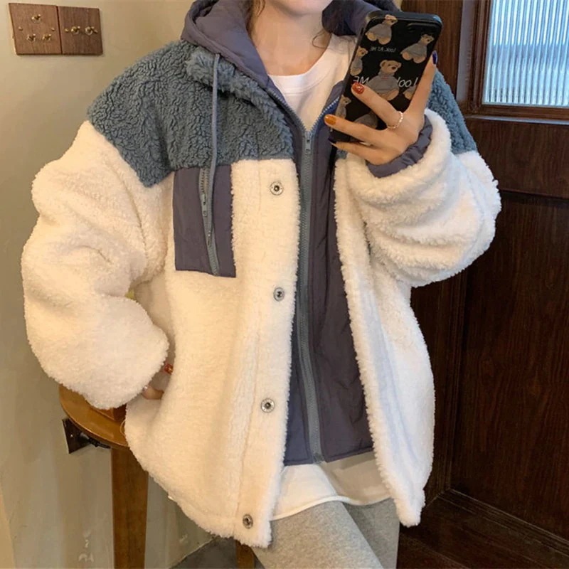 50個コート フェイクレイヤード 綿服 裏起毛 ウォーム 大人可愛い ゆったり レディース アウター