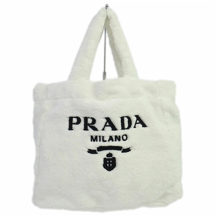 【美品】プラダ トライアングルロゴ SPUGNA テリー レディース 【トートバッグ】