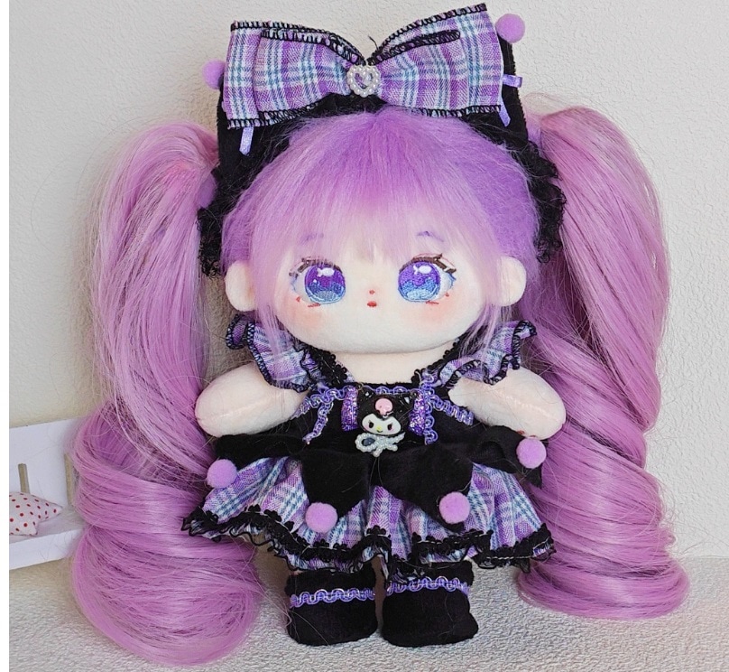 20cm 無属性ぬいぐるみ　コットン ドール　棉花娃娃　本体と服　ウイッグセット　スケルトン有