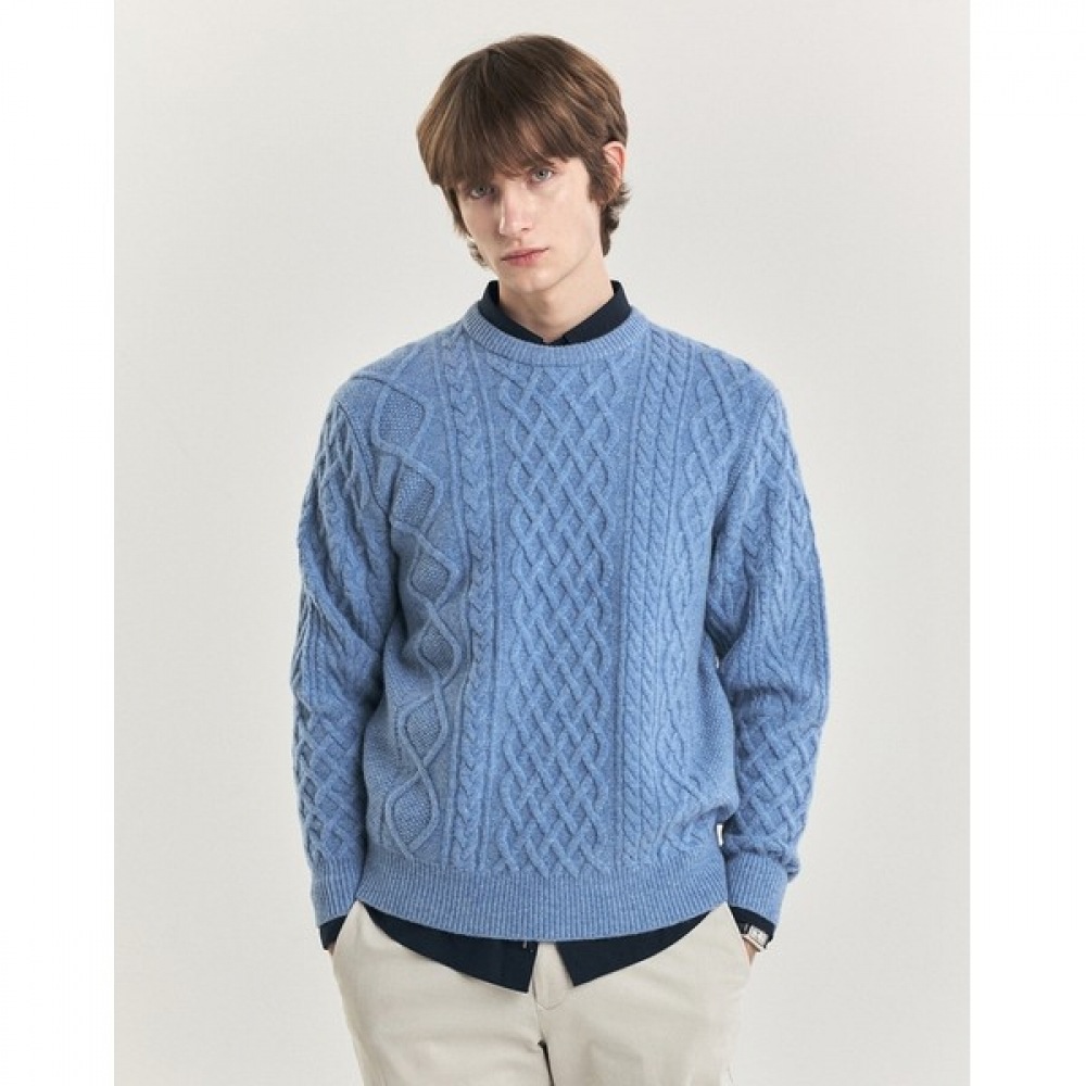 (ヘッジズ) 24FW ブルーアランウールクルーネックセーター HZSW4D406B2