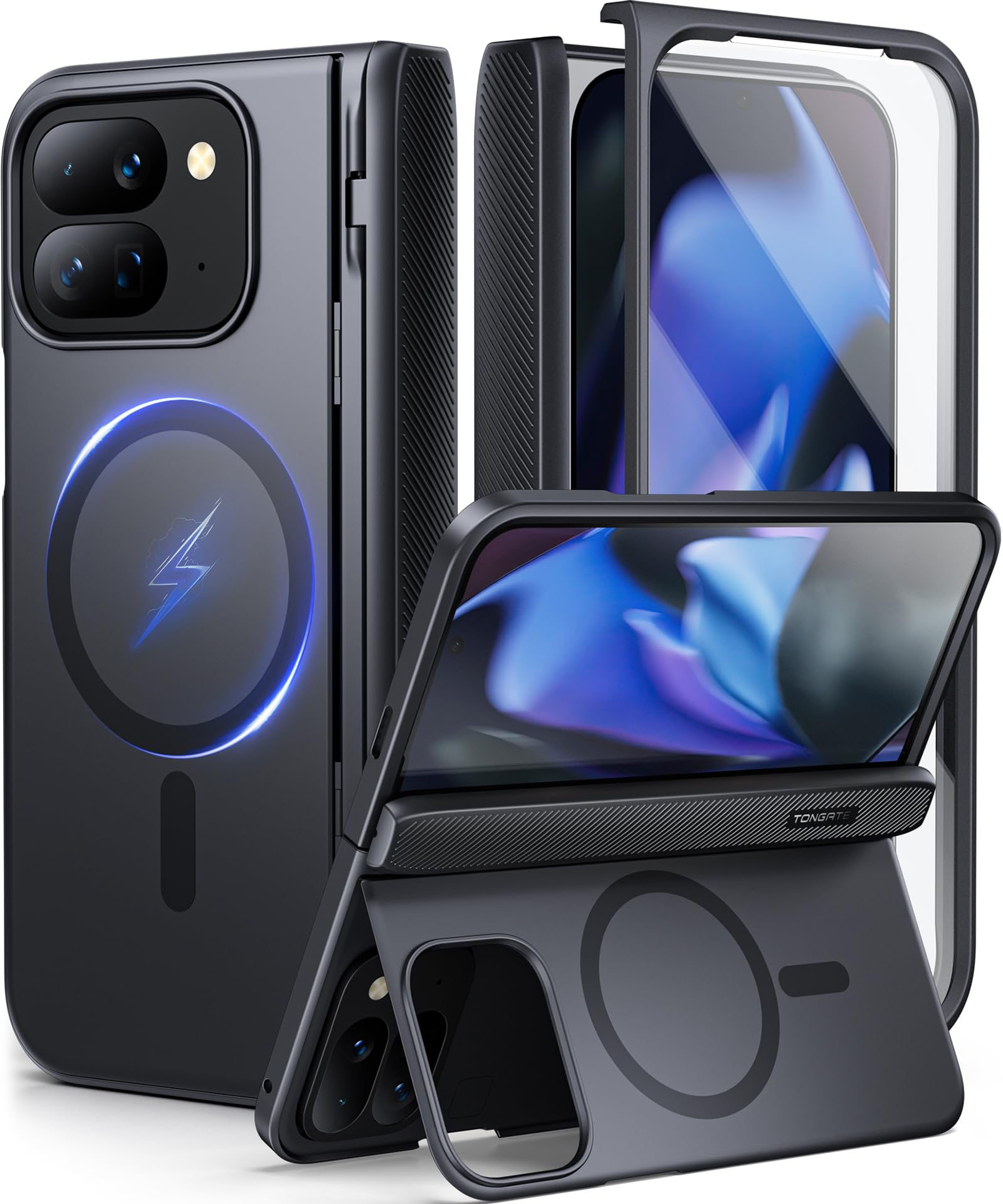 TONGATE マグネット式 Google Pixel 9 Pro Foldケーススタンド付き[MagSafe対応] Fold 2