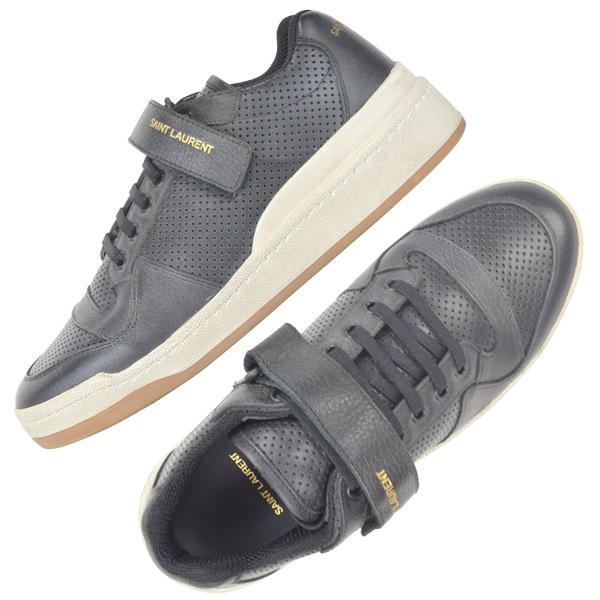 SAINT LAURENT サンローラン ユーズド加工 ベルクロ レザー スニーカー/602546 04L10 1000
