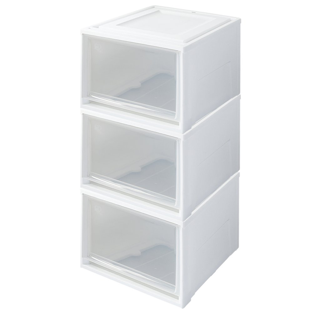 【3個セット】アイリスオーヤマ 収納ケース 引き出し クローゼット 圧倒的高コスパ 幅39×奥行50×高さ29.7cm ウォークインクローゼット 衣装ケース チェスト 日本製 ホワイト/クリア BC