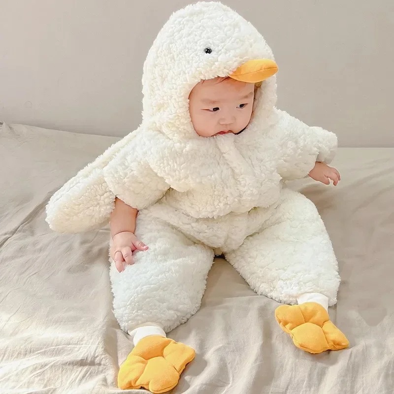 生まれたばかりのアヒルのロンパース,かわいいデザインのボディスーツ,新生児の女の子と男の子の服,1個のみ,冬 - AliExpress 1501