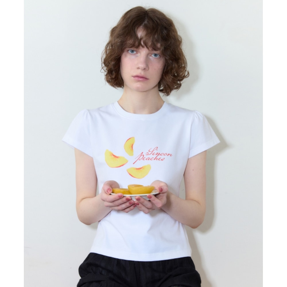 SINOON ピースピーチパフ Tシャツ (ホワイト)