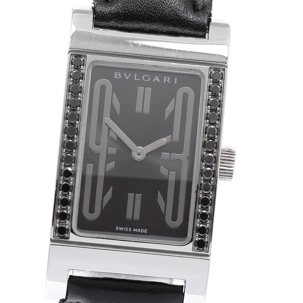 ブルガリ BVLGARI RT39S レッタンゴロ ブラックダイヤベゼル クォーツ レディース _948699【中古】