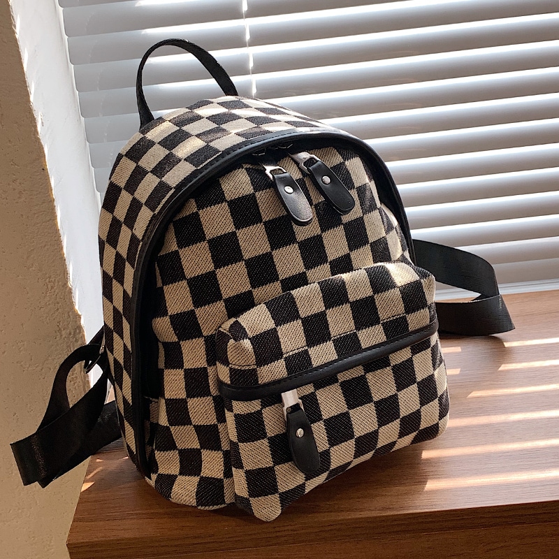 チェック柄リュック バッグ バック レディースバッグ リュック リュックサック ポリエステル 綿 キャンバス かわいい 大人可愛い きれいめ シンプル カジュアル 大人 上品 おしゃれ お洒落