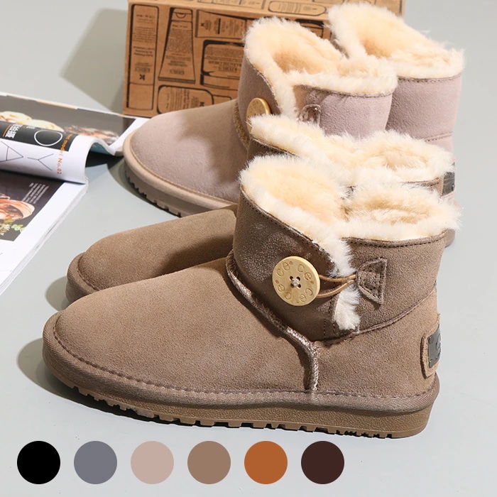 VMT33 韓国 ブーツ 牛革+ウール スノーブーツ ショートブーツ 長靴 ムートンブーツ 厚くて暖かい 本革 裏起毛 ブーツ レディース 冬のブーツ 靴 厚底ブーツ 冬 韓国ファッション シューズ