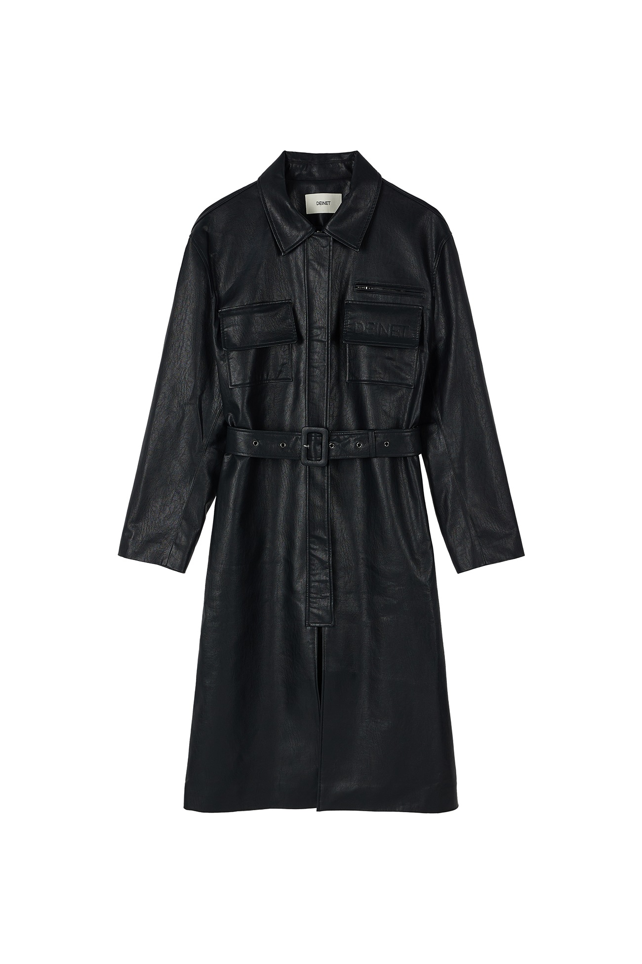 【DEINET】 VINTAGE LEATHER TRENCH COAT : BLACK