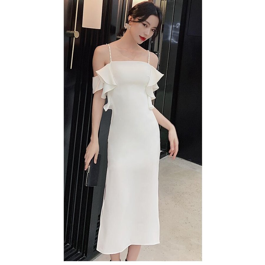 ウエディングドレス セクシー 結婚式 パーティードレス プレゼント ミモレ丈ワンピース 20代30代