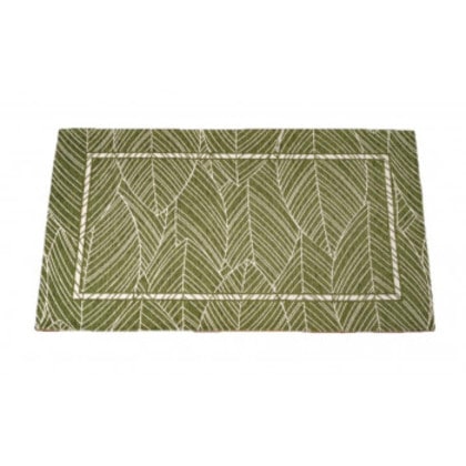 イタリア製ゴブラン織 玄関マット 65x115 リーフGN ROYLYS65GN