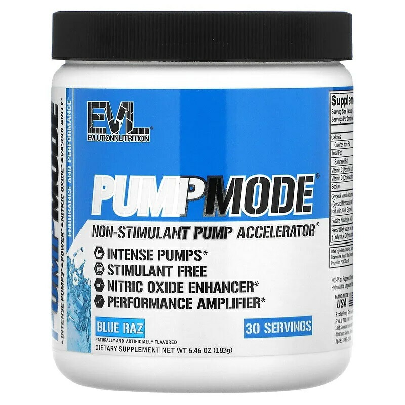 EVLution Nutrition　PumpMode（パンプモード） 非刺激性パンプアクセラレータ ブルーラズ風味 183g（6.46オンス）