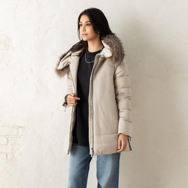 ダウンジャケット コート フリージア ショート丈 Aライン ベージュ レディース MODGI300007 TEPA209 U0105