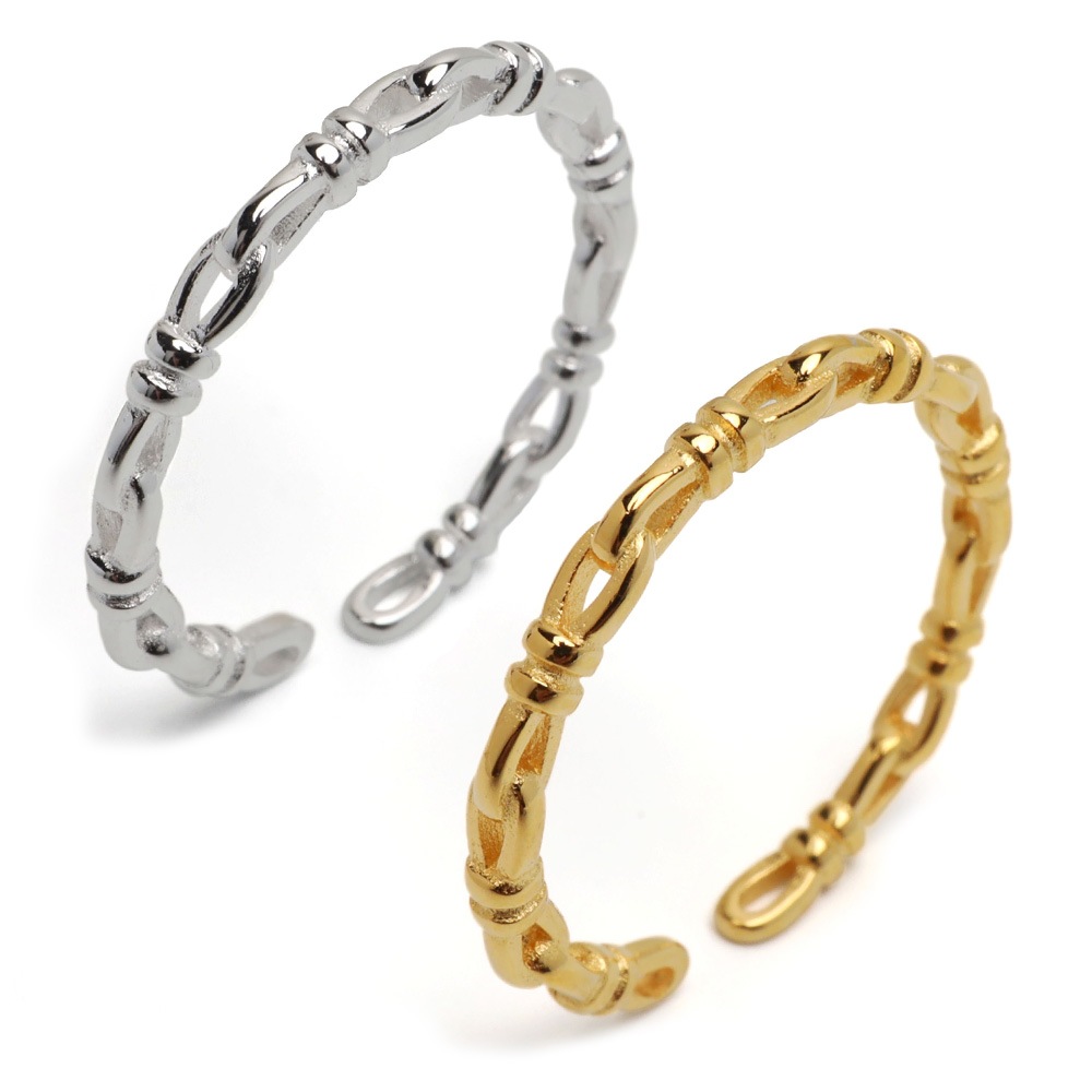 シルバー925 ノットチェーンリング 2色 [cr678]