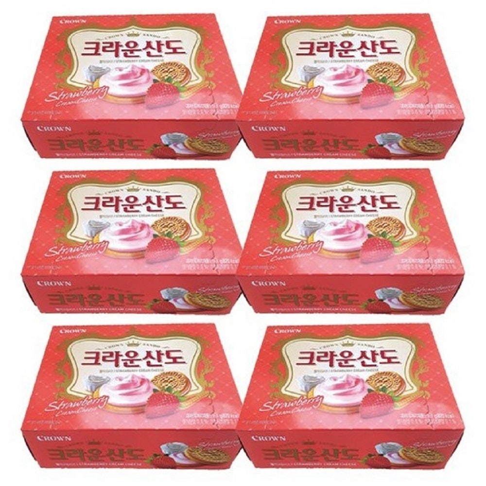 K MEAAL-Crown Sandwich Strawberry Cream Cheese 161g x 6 packs Sweet Dessert Snack with Coffee渡韓ごっこ