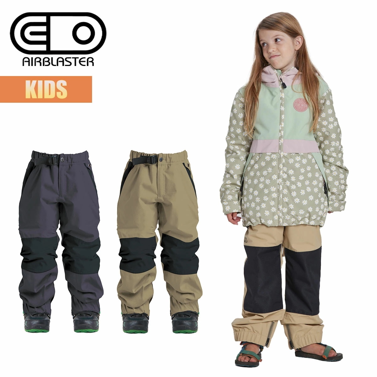エアブラスター スノーボードウェア キッズ AIR BLASTER ユース ボス パンツ ウォータープルーフ 伸縮 調節可能 ストレッチ ガールズ ボーイズ スノーパンツ スノーウェア 23-24