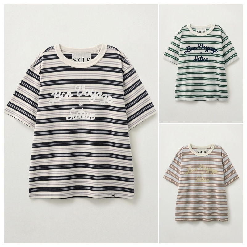 【SATUR】 BON VOYAGE STRIPE RINGER T-SHIRT : 3COLORS