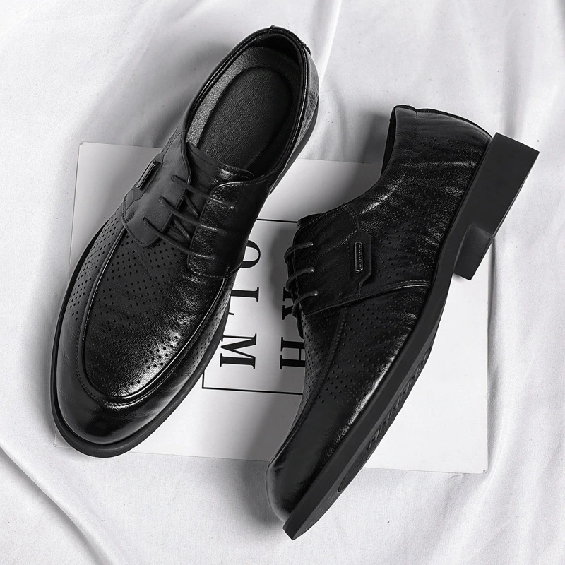 中空メンズシューズ メンズ通勤オフィスシューズ 手傷ビジネスフォーマルレザーシューズ