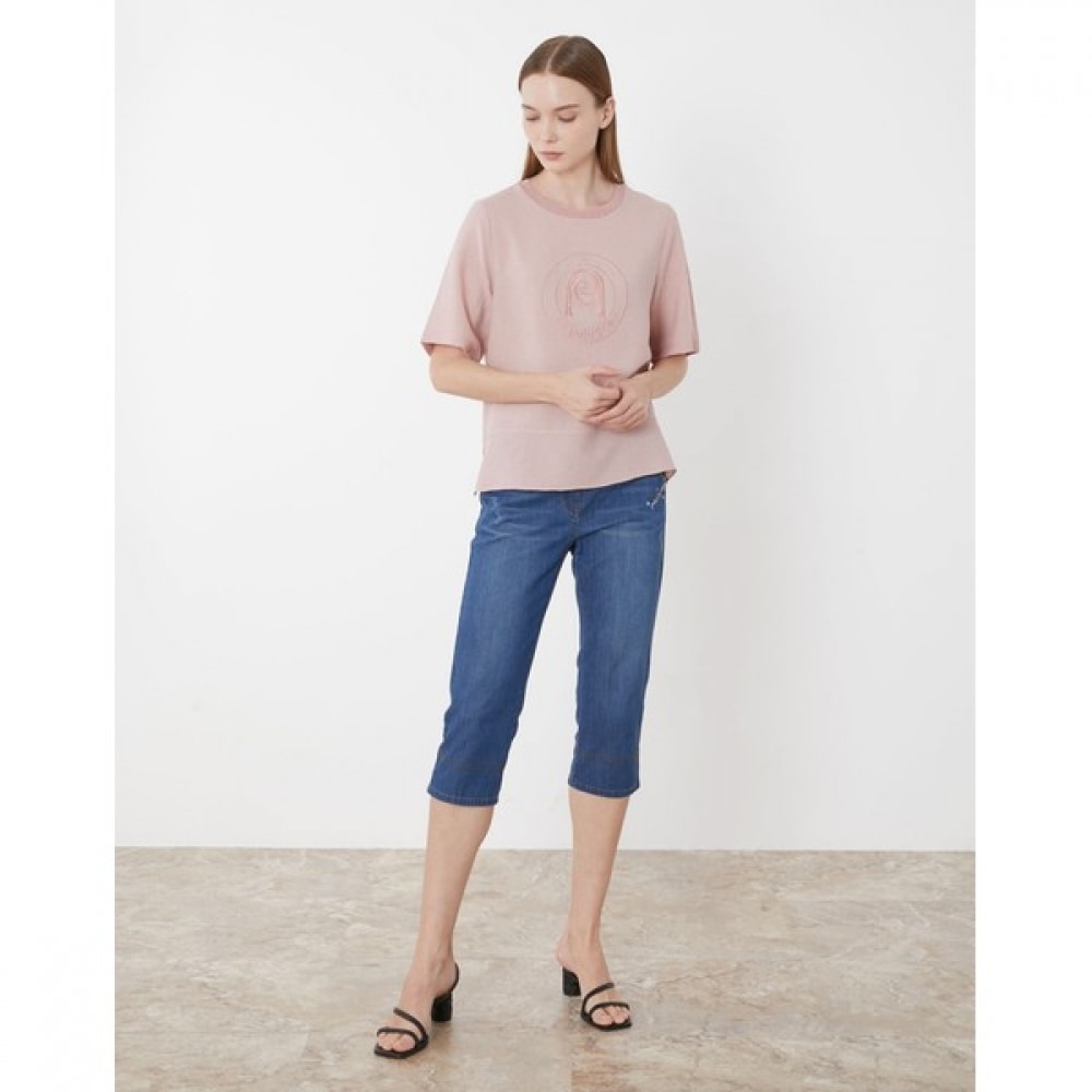 [オリビアローレン] 刺繍入り3/4デニムパンツ_VVCMP3M5466