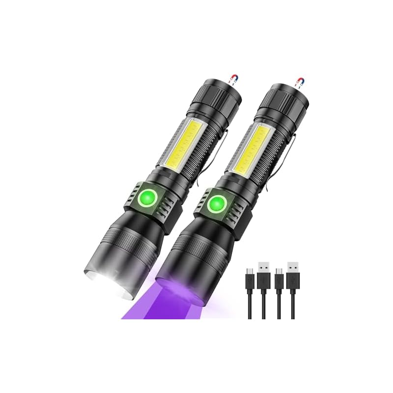 懐中電灯 LED 充電式 USB 強力 用 最強 ledライト COB作業灯 7モード 3 in 1 小型 マグネットテール ブラックライト IPX7防水 超高輝度 2600ルーメン 18650大容量