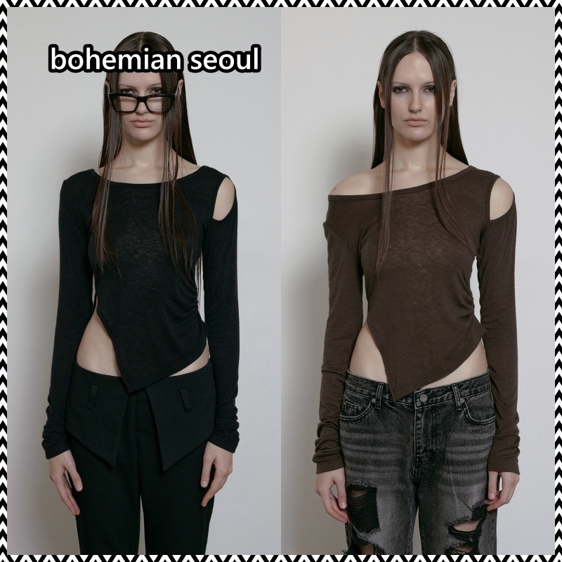 bohemian seoul SLEEVE HOLE SHIRRING TOP