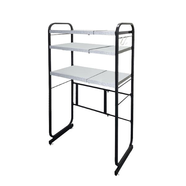 (ガルバリウム鋼板使用) 伸縮式 キッチンペールラック 2段 カーボンブラック LUGSJAPAN 組立品