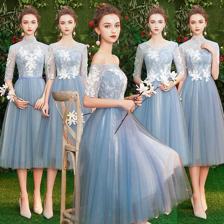 ブライズメイド ドレス ブルー ミモレ丈ドレス ドレス 二次会 花嫁 ミモレ丈 ブライズメイドドレス パーティードレス 演奏会 ピアノ 発表会 二次会 5,581円