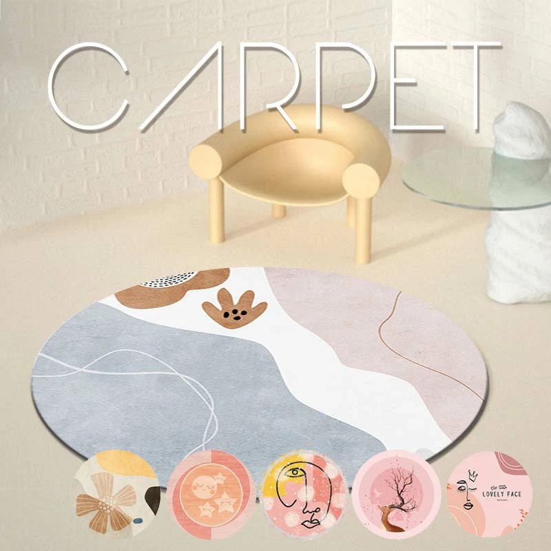 夏季新品限定新生活応援椅子マット 夏用 ラグ 円形 北欧 カーペット 洗える 冬用 ラグ オール リビング 滑り止め付き シンプル おしゃれ 廊下 マット 四季兼用 丸形 室内 お肌に優しいカーペット