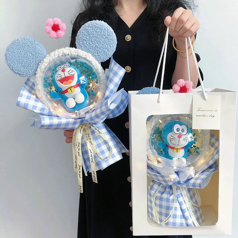 かわいい小さなギフト花束誕生日プレゼント 年配の女性が女の子や親友に贈る 男性向けの絶妙でかわいいロボット猫 母の日