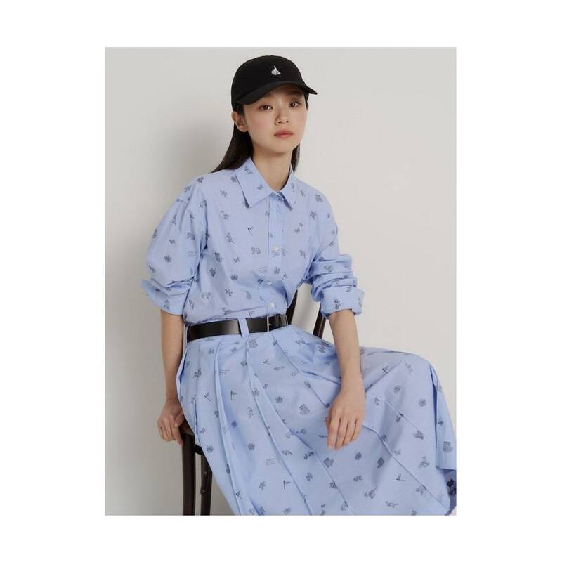 BEANPOLE LADIES [ダリアソング] ピラフィル オールオーバー オーバーフィット 長袖シャツ スカイブルー (BF6564K02Q) BF6564K02Q 423054
