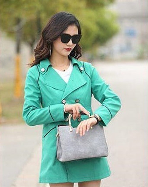 5201.きれいめトレンチコート（グリーン）2019 春夏 sale 春夏 sale アウター ジャケット 美ライン おしゃれ きれいめ オフィス ビジネス お出かけ パーティー 女子会 普段使い 通 100,000円