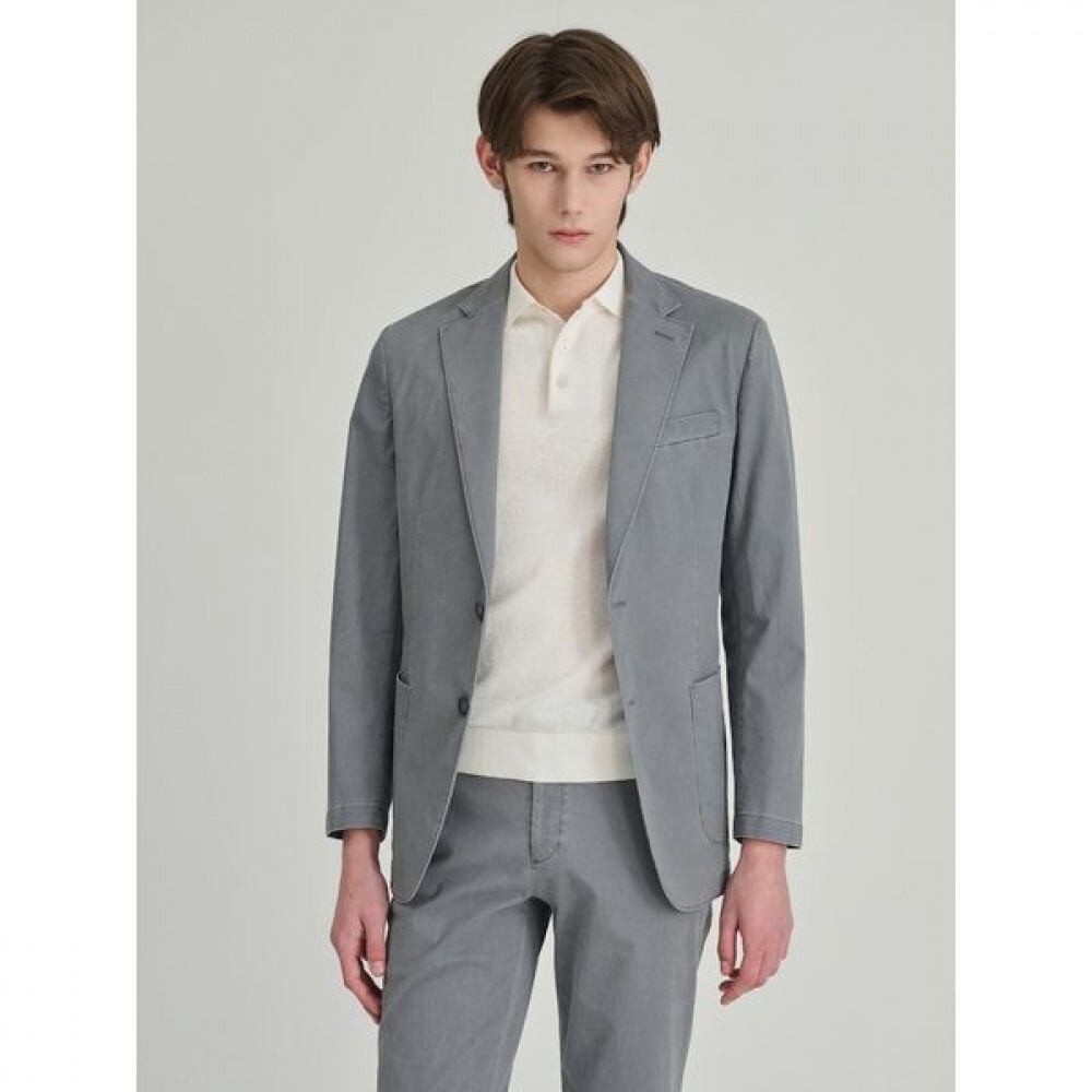 [ロガディス] コットンピグメントカラーセットアップジャケットグレー（RY5211P323）