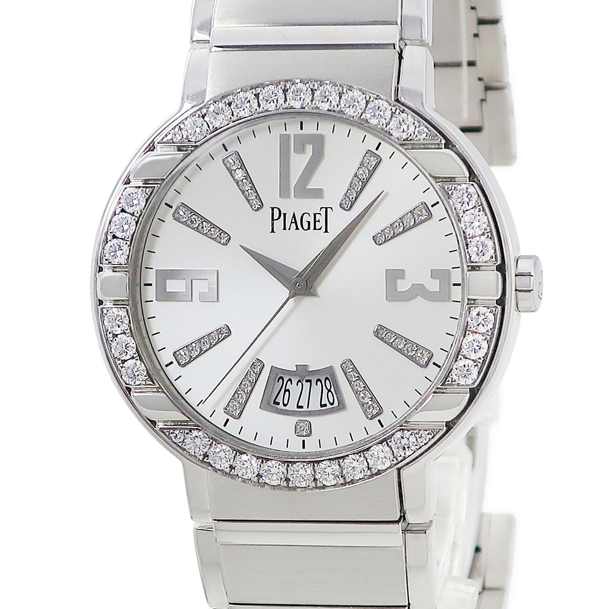 ポロ G0A33223 自動巻き メンズ K18WG無垢 純正ダイヤ ラウンド シルバー 3年保証