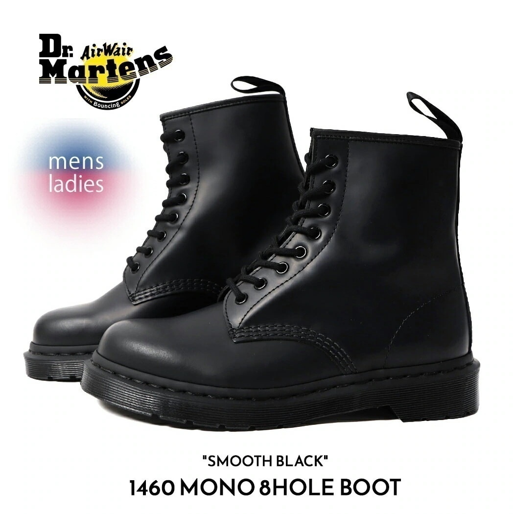 Dr.Martens ドクターマーチン ホール レザー シューズ ブーツ 1460 MONO 8HOLE BOOT SMOOTH BLACK ( 黒 ブラック レースアップ 14353001 )